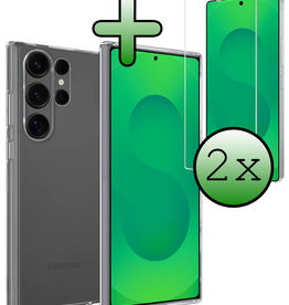BASEY. BASEY. Samsung Galaxy S25 Ultra Hoesje Siliconen Met 2x Screenprotector - Transparant