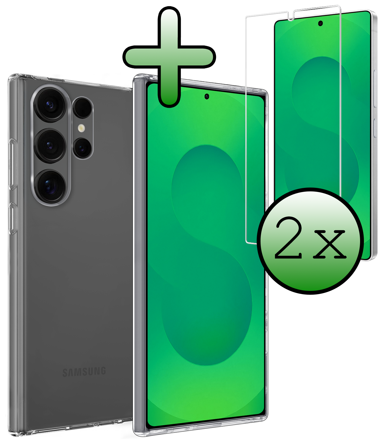 BASEY. BASEY. Samsung Galaxy S25 Ultra Hoesje Siliconen Met 2x Screenprotector - Transparant