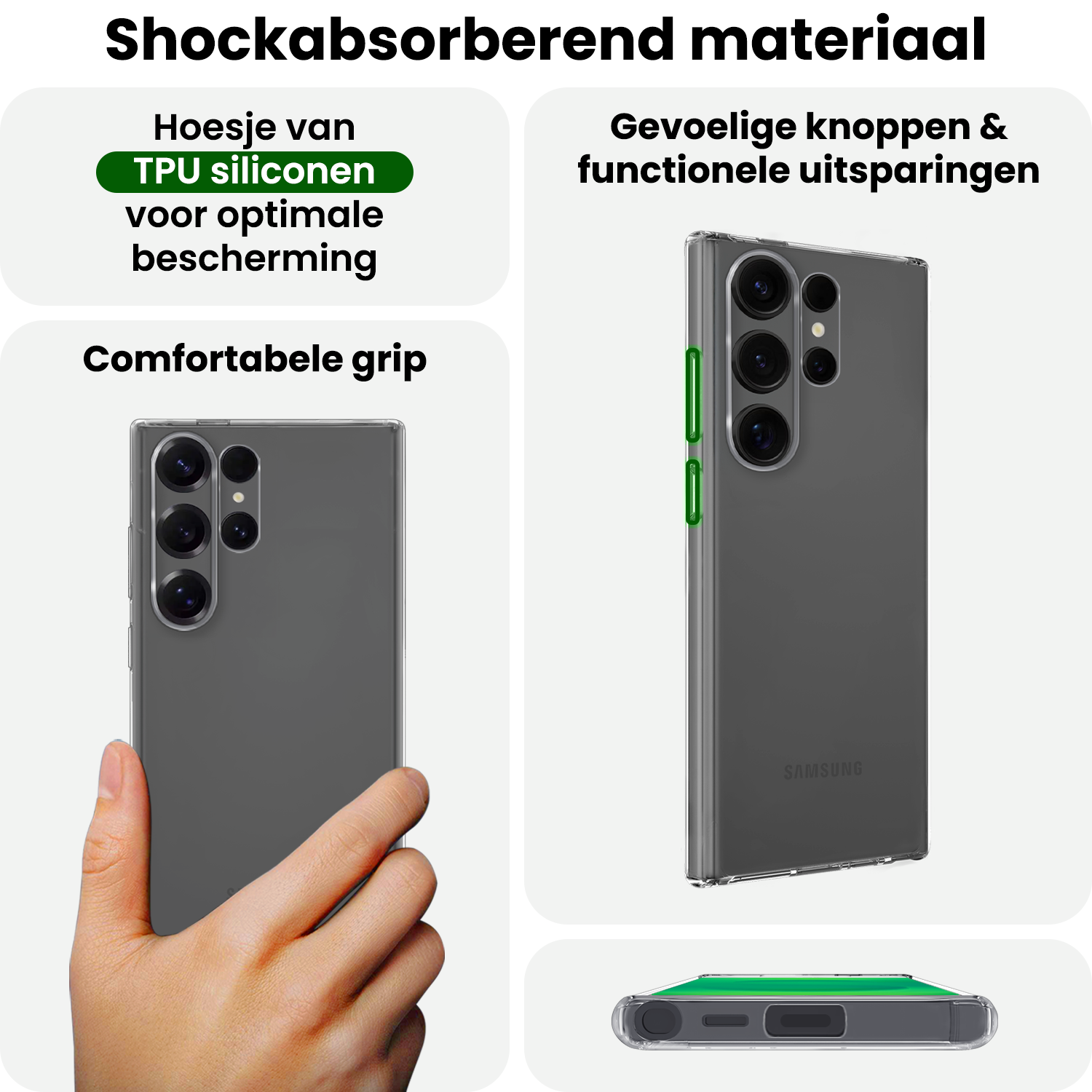 BASEY. BASEY. Samsung Galaxy S25 Ultra Hoesje Siliconen Met 2x Screenprotector - Transparant