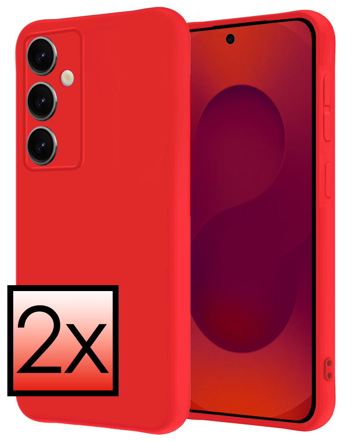 NoXx NoXx Samsung Galaxy S25 Hoesje Siliconen - Rood - 2 PACK