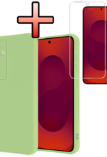NoXx NoXx Samsung Galaxy S25 Hoesje Siliconen Met Screenprotector - Groen