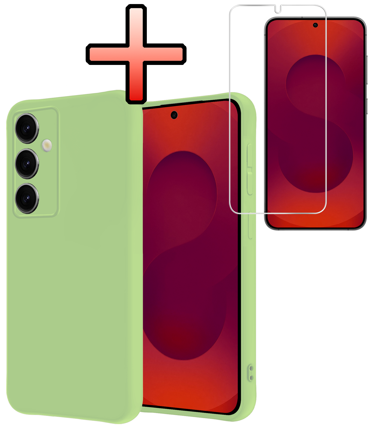 NoXx NoXx Samsung Galaxy S25 Hoesje Siliconen Met Screenprotector - Groen