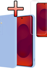 NoXx NoXx Samsung Galaxy S25 Hoesje Siliconen Met Screenprotector - Lichtblauw