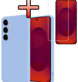 NoXx NoXx Samsung Galaxy S25 Hoesje Siliconen Met Screenprotector - Lichtblauw