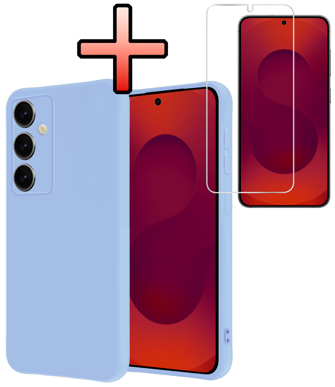 NoXx NoXx Samsung Galaxy S25 Hoesje Siliconen Met Screenprotector - Lichtblauw