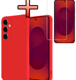 NoXx NoXx Samsung Galaxy S25 Hoesje Siliconen Met Screenprotector - Rood