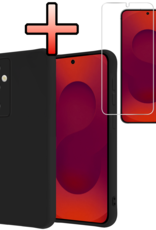 NoXx NoXx Samsung Galaxy S25 Hoesje Siliconen Met Screenprotector - Zwart