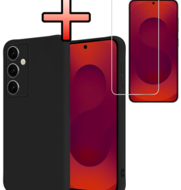 NoXx NoXx Samsung Galaxy S25 Hoesje Siliconen Met Screenprotector - Zwart