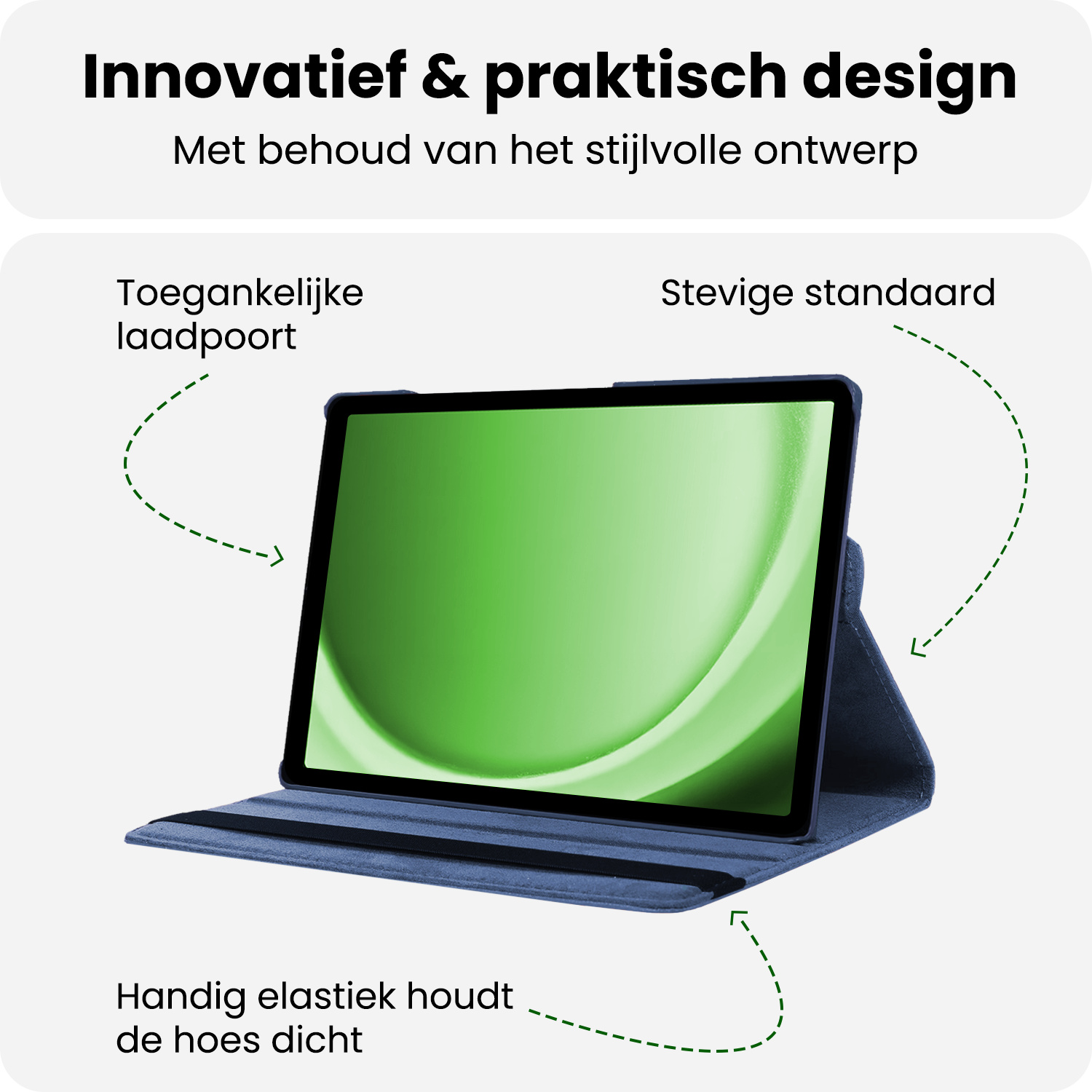 BASEY. BASEY. Samsung Galaxy Tab A9 2023 Hoes Draaibaar - Donkerblauw