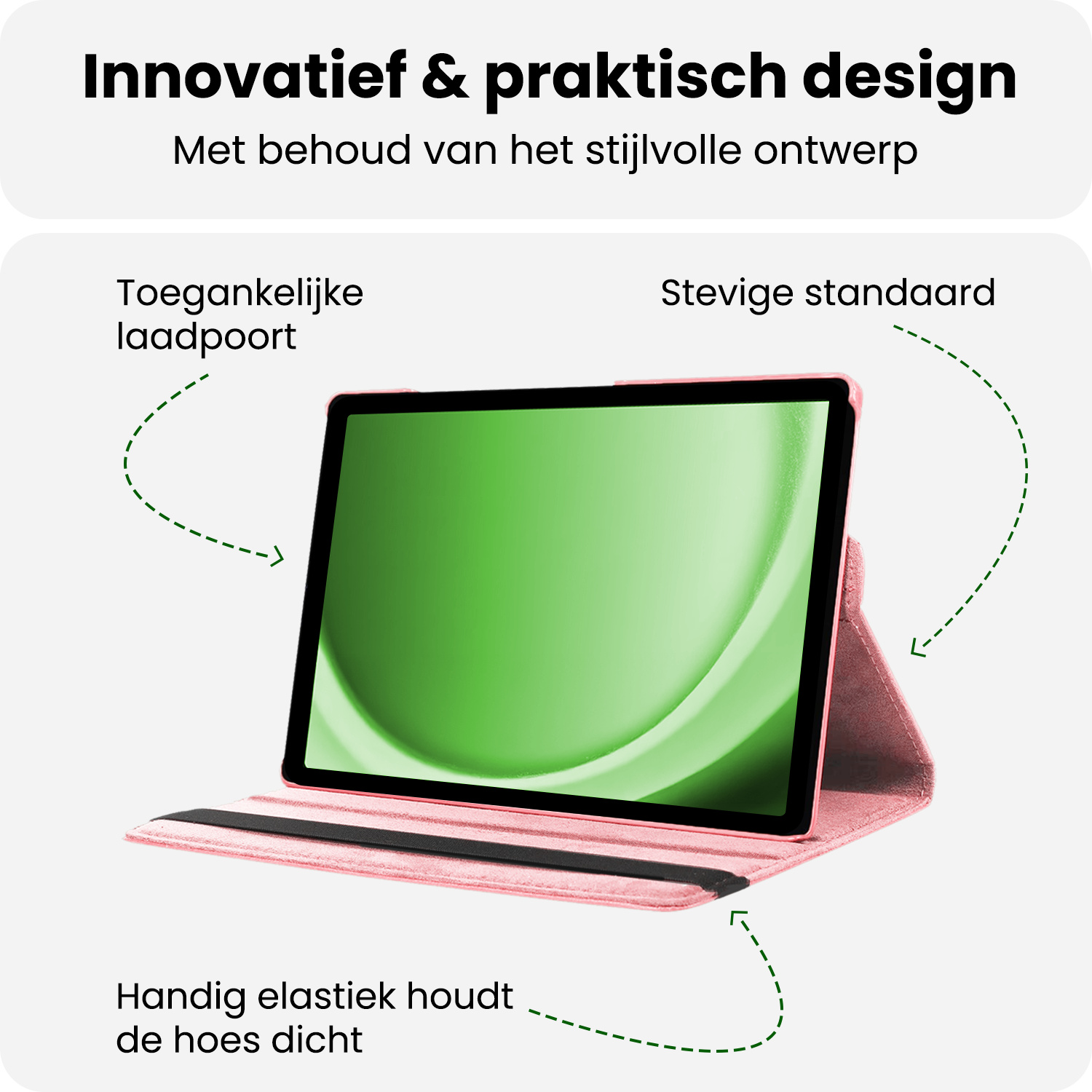 BASEY. BASEY. Samsung Galaxy Tab A9 2023 Hoes Draaibaar - Lichtroze