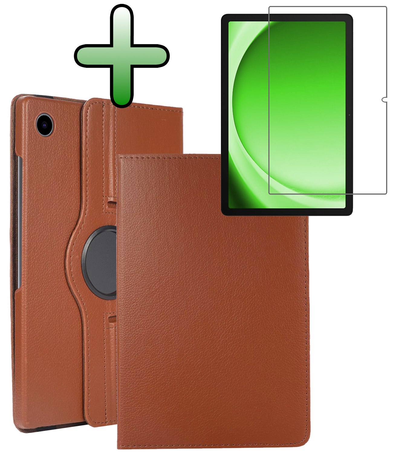 BASEY. BASEY. Samsung Galaxy Tab A9 2023 Hoes Draaibaar Met Screenprotector - Bruin