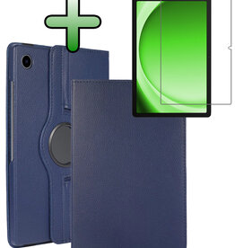 BASEY. BASEY. Samsung Galaxy Tab A9 2023 Hoes Draaibaar Met Screenprotector - Donkerblauw