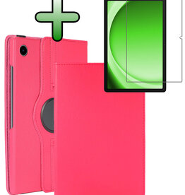 BASEY. BASEY. Samsung Galaxy Tab A9 2023 Hoes Draaibaar Met Screenprotector - Donkerroze