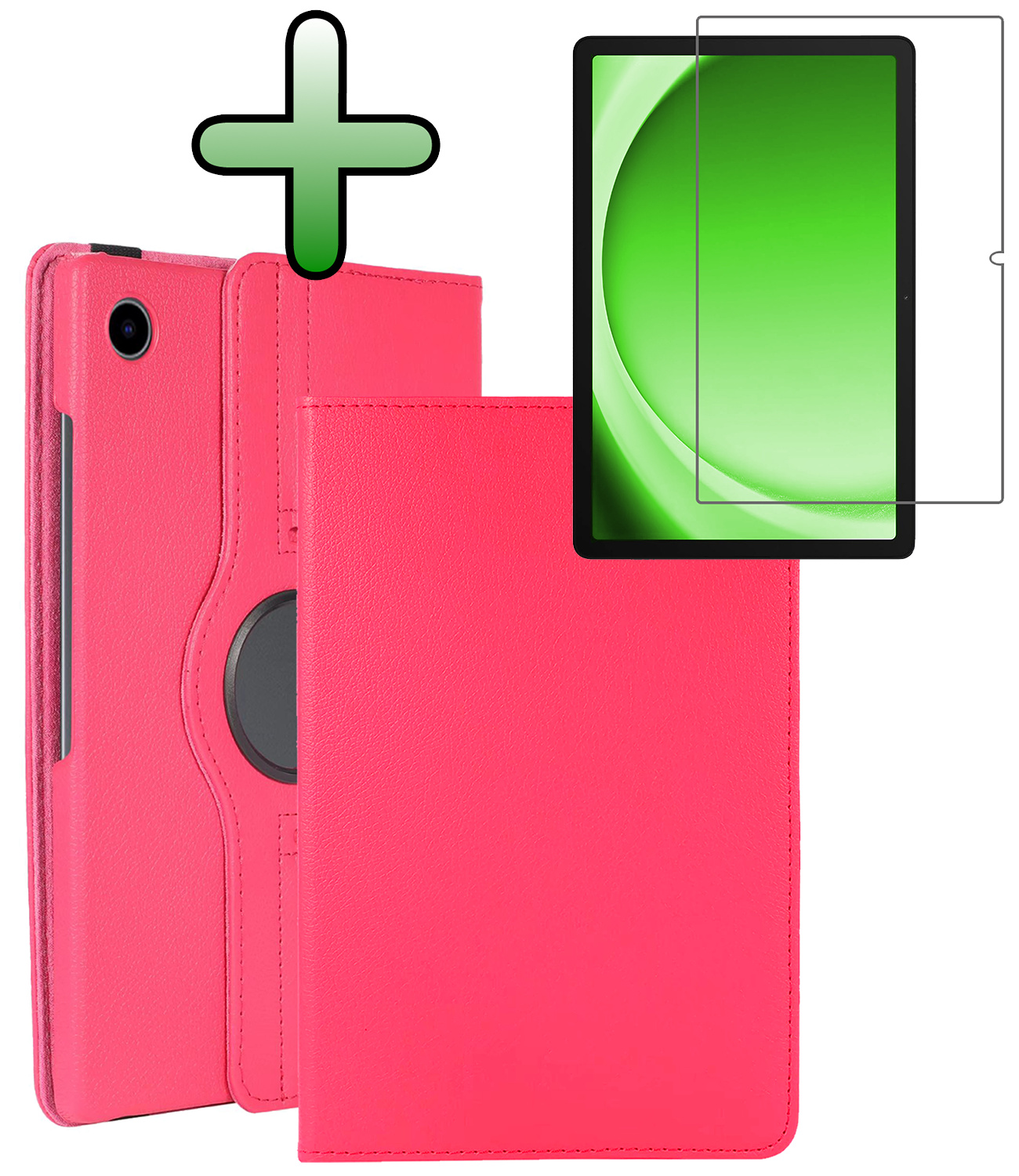 BASEY. BASEY. Samsung Galaxy Tab A9 2023 Hoes Draaibaar Met Screenprotector - Donkerroze