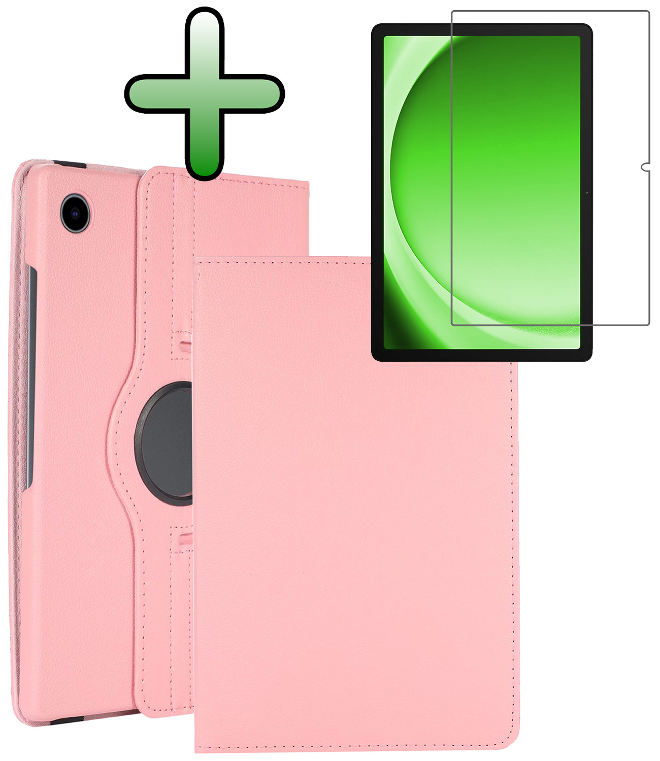 BASEY. BASEY. Samsung Galaxy Tab A9 2023 Hoes Draaibaar Met Screenprotector - Lichtroze