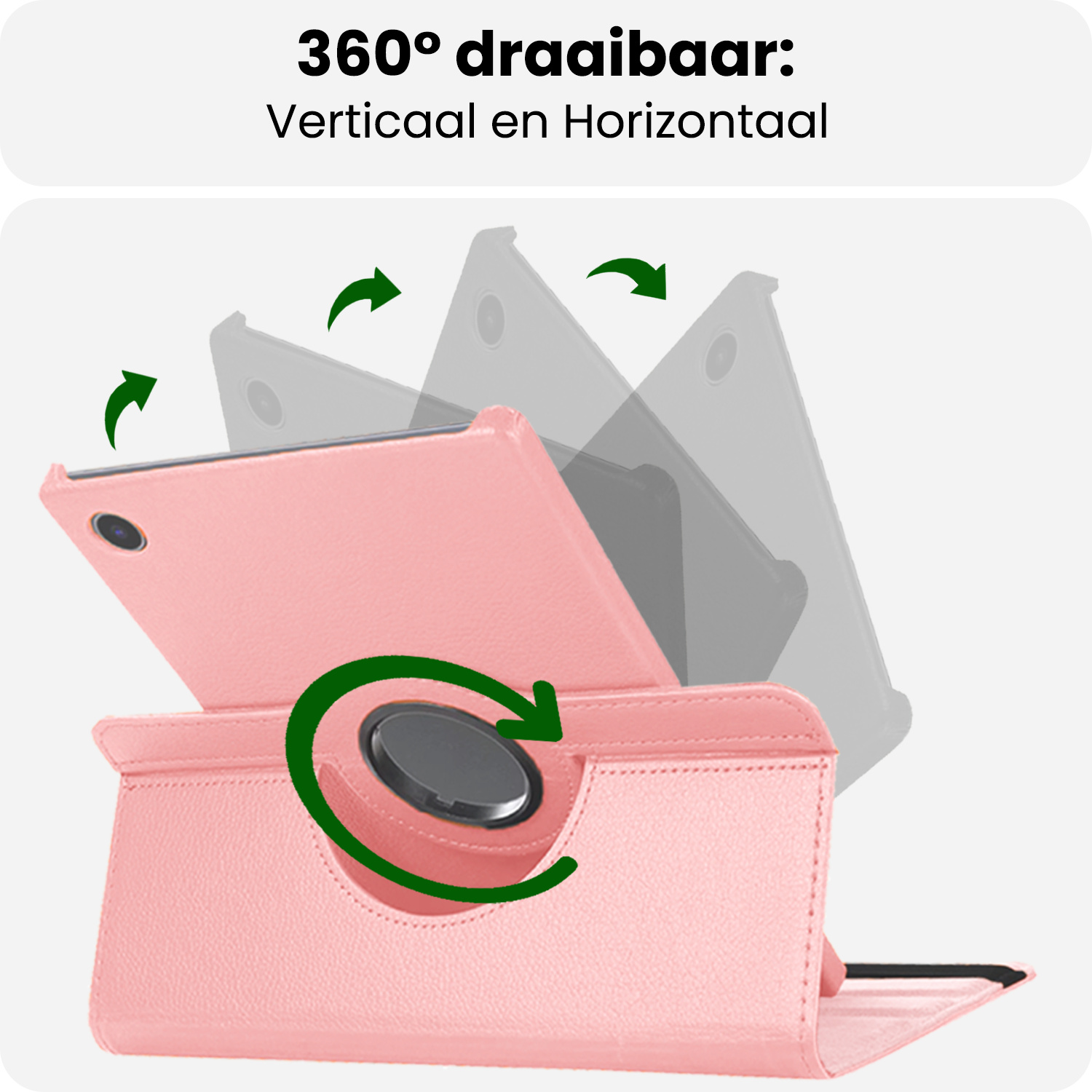 BASEY. BASEY. Samsung Galaxy Tab A9 2023 Hoes Draaibaar Met Screenprotector - Lichtroze