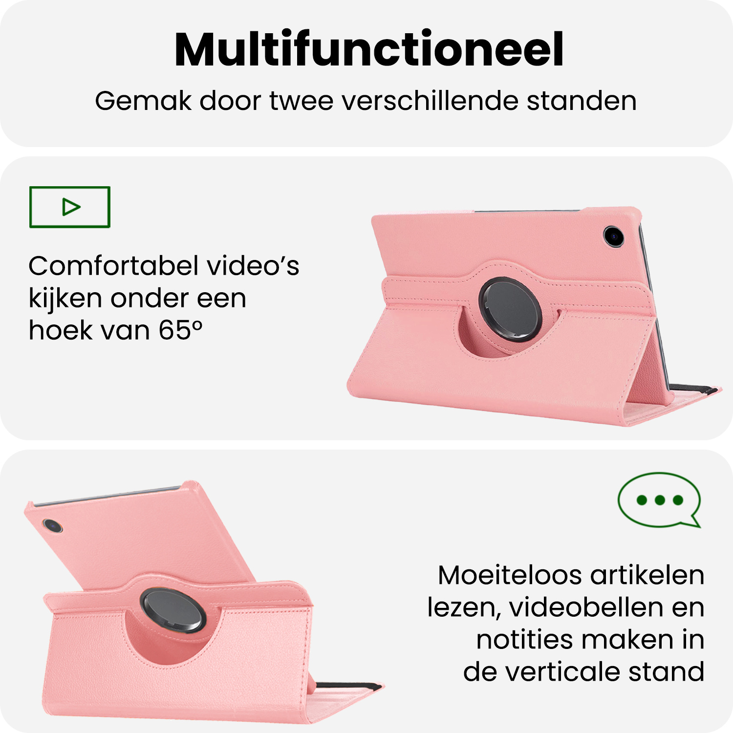BASEY. BASEY. Samsung Galaxy Tab A9 2023 Hoes Draaibaar Met Screenprotector - Lichtroze