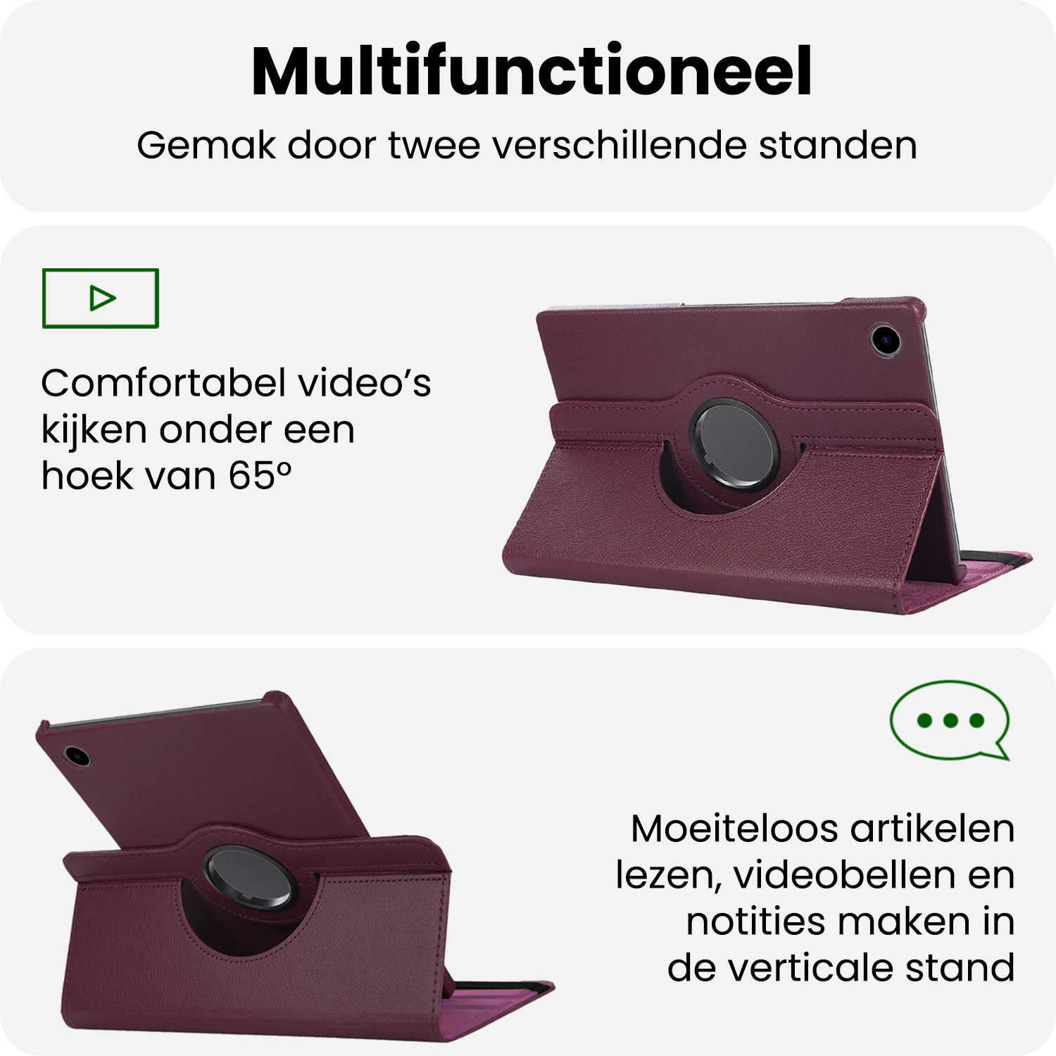 BASEY. BASEY. Samsung Galaxy Tab A9 2023 Hoes Draaibaar Met Screenprotector - Paars