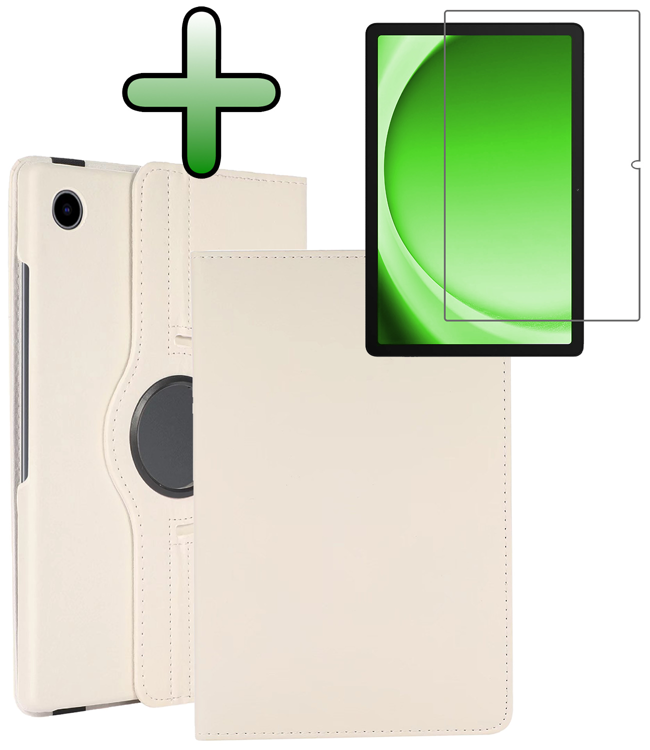 BASEY. BASEY. Samsung Galaxy Tab A9 2023 Hoes Draaibaar Met Screenprotector - Wit