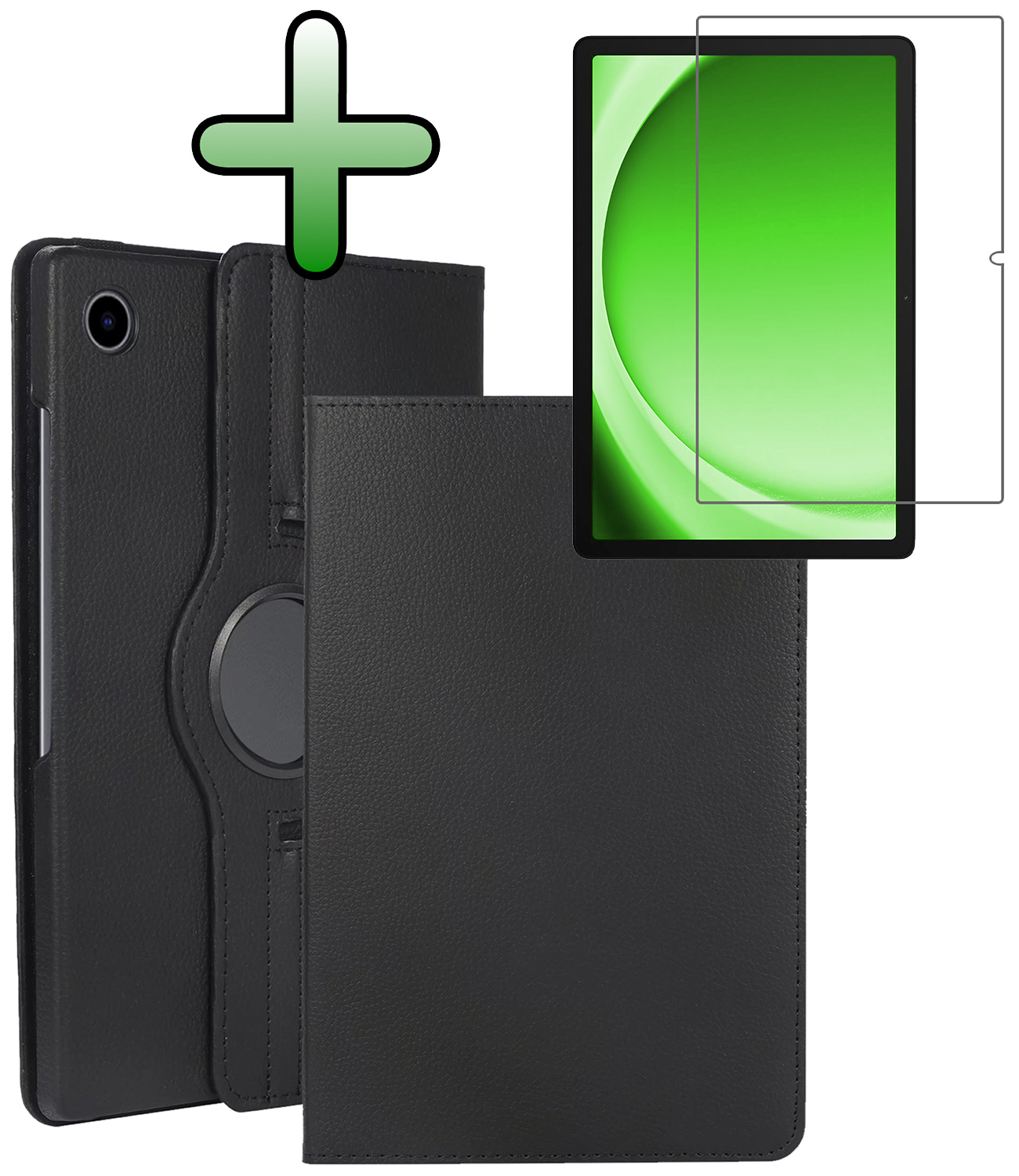 BASEY. BASEY. Samsung Galaxy Tab A9 2023 Hoes Draaibaar Met Screenprotector - Zwart