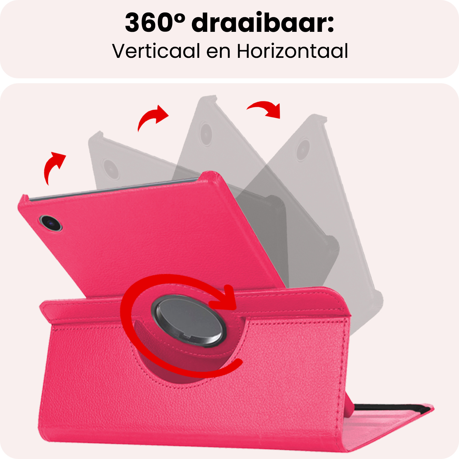 NoXx NoXx Samsung Galaxy Tab A9 2023 Hoes Draaibaar - Donkerroze