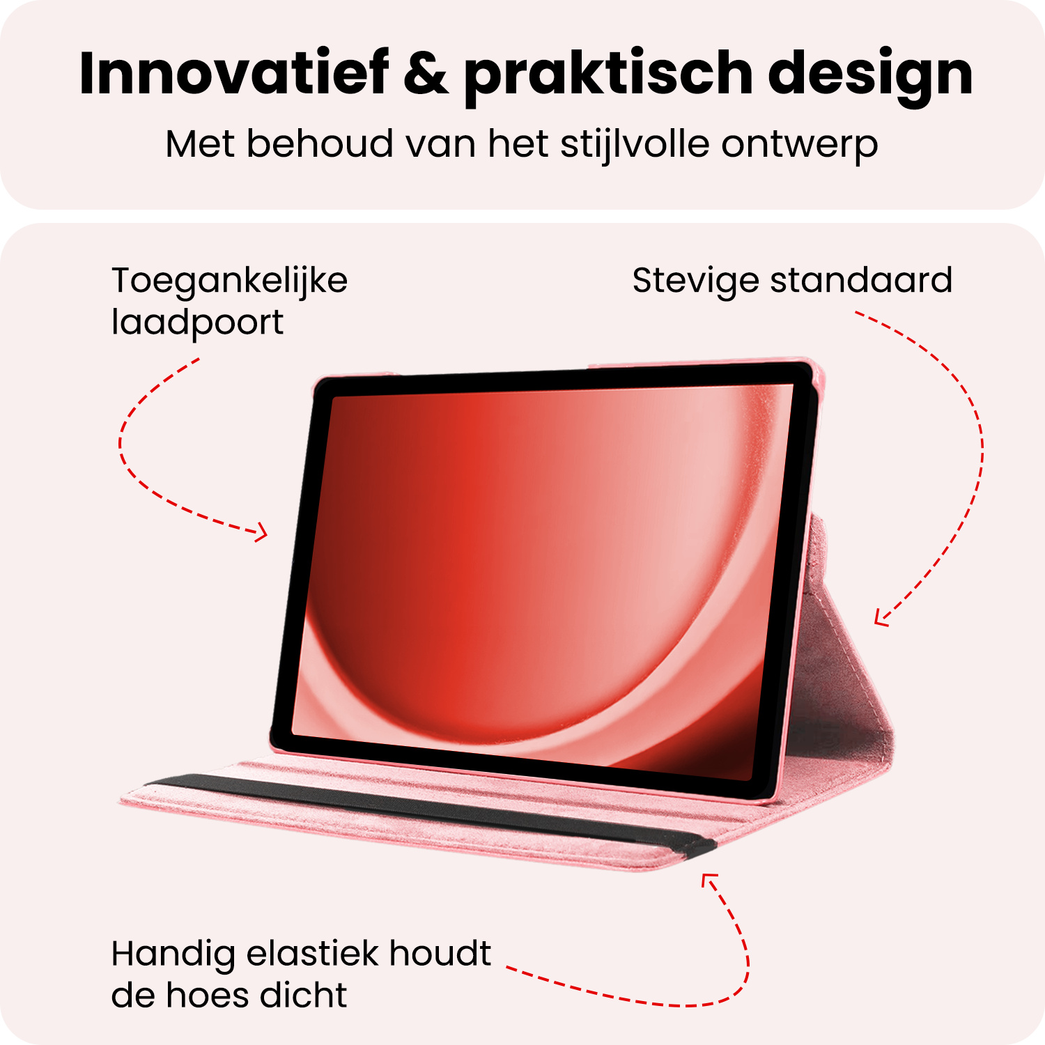 NoXx NoXx Samsung Galaxy Tab A9 2023 Hoes Draaibaar - Lichtroze