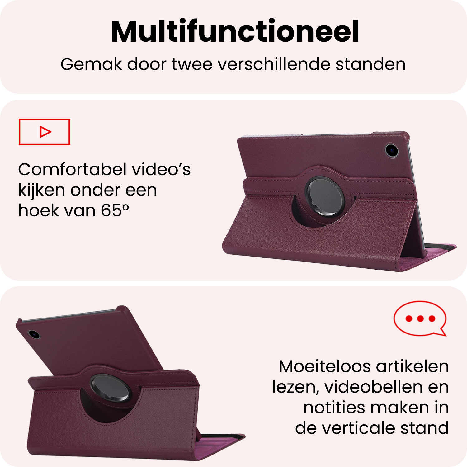 NoXx NoXx Samsung Galaxy Tab A9 2023 Hoes Draaibaar Met Screenprotector - Paars