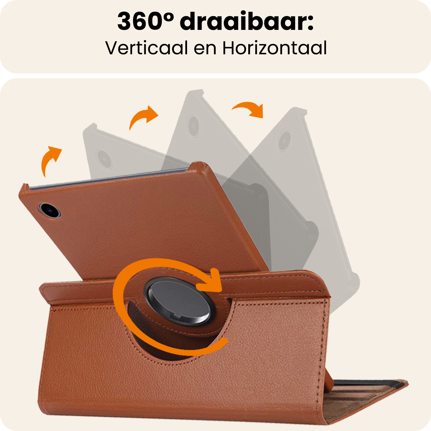 Nomfy Nomfy Samsung Galaxy Tab A9 2023 Hoes Draaibaar Met Screenprotector - Bruin