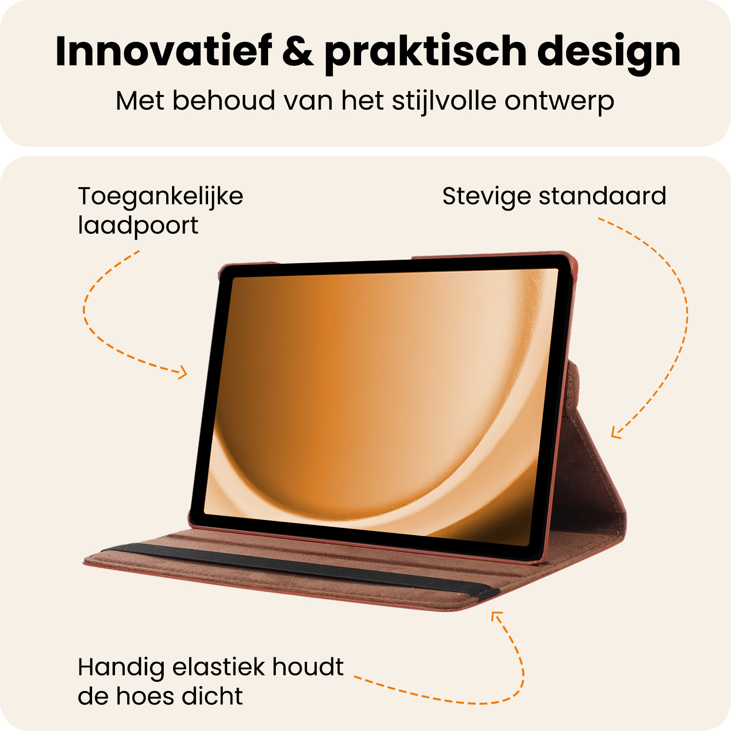 Nomfy Nomfy Samsung Galaxy Tab A9 2023 Hoes Draaibaar Met Screenprotector - Bruin