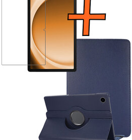 Nomfy Nomfy Samsung Galaxy Tab A9 2023 Hoes Draaibaar Met Screenprotector - Donkerblauw