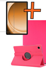 Nomfy Nomfy Samsung Galaxy Tab A9 2023 Hoes Draaibaar Met Screenprotector - Donkerroze