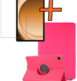 Nomfy Nomfy Samsung Galaxy Tab A9 2023 Hoes Draaibaar Met Screenprotector - Donkerroze