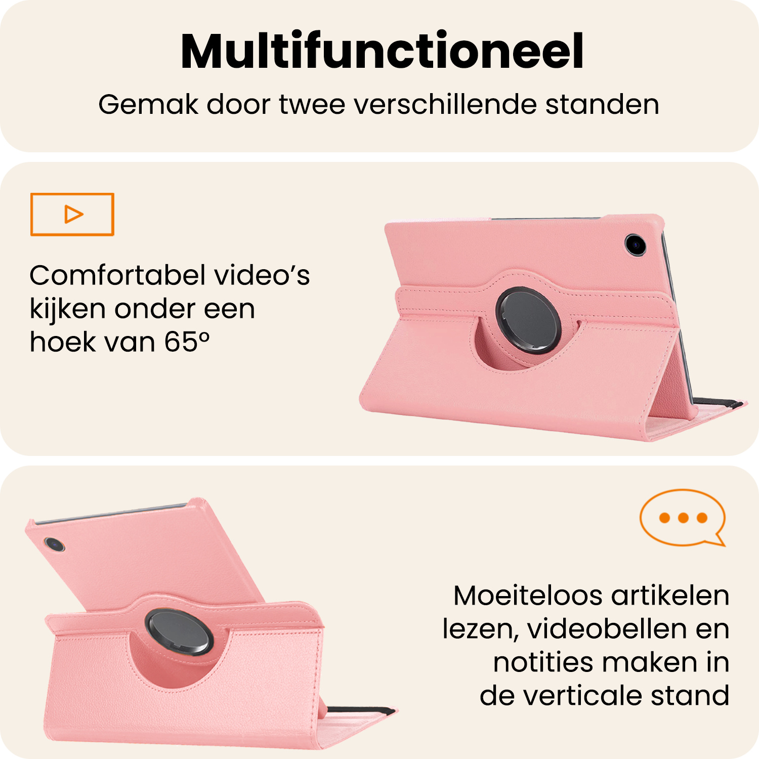 Nomfy Nomfy Samsung Galaxy Tab A9 2023 Hoes Draaibaar Met Screenprotector - Lichtroze