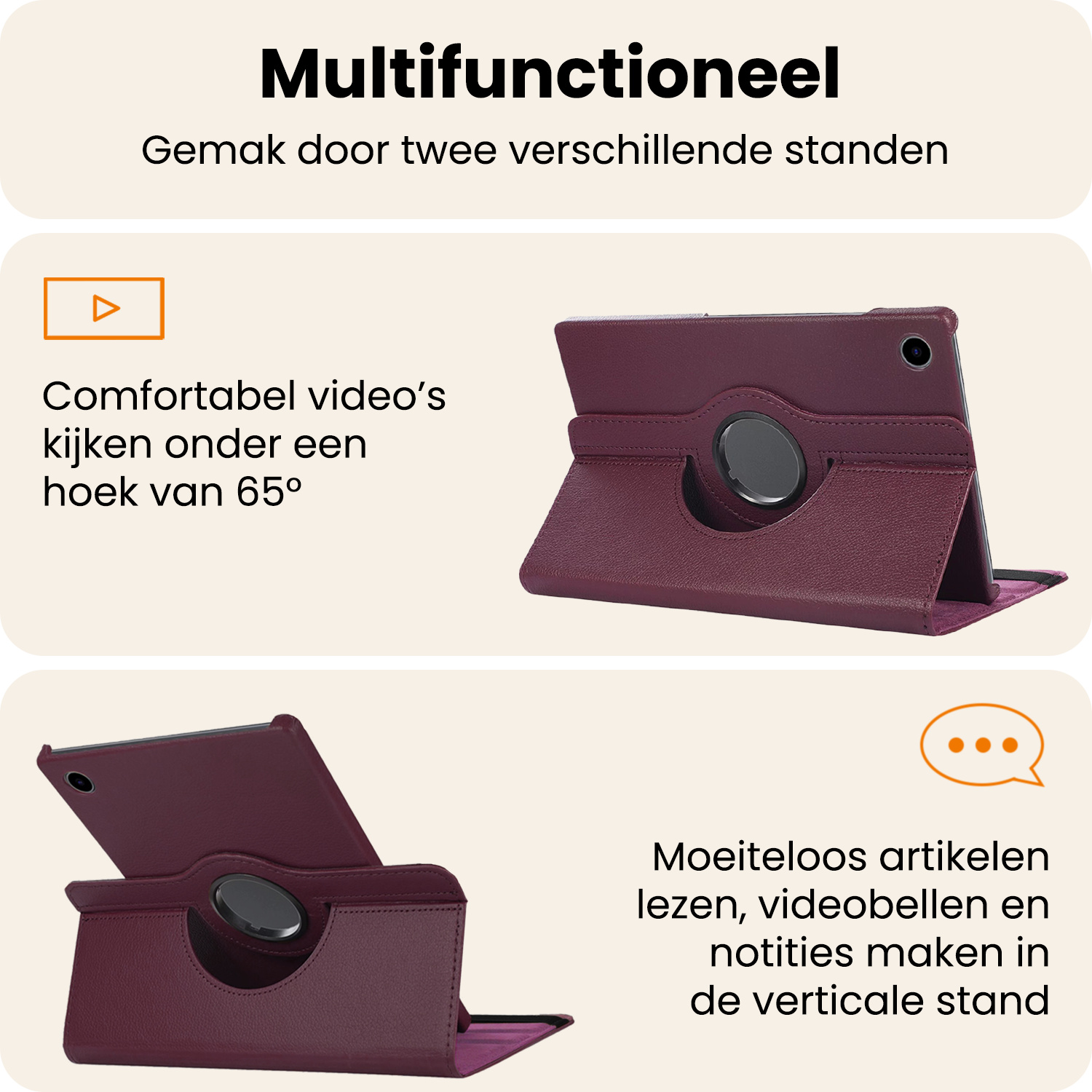 Nomfy Nomfy Samsung Galaxy Tab A9 2023 Hoes Draaibaar Met Screenprotector - Paars