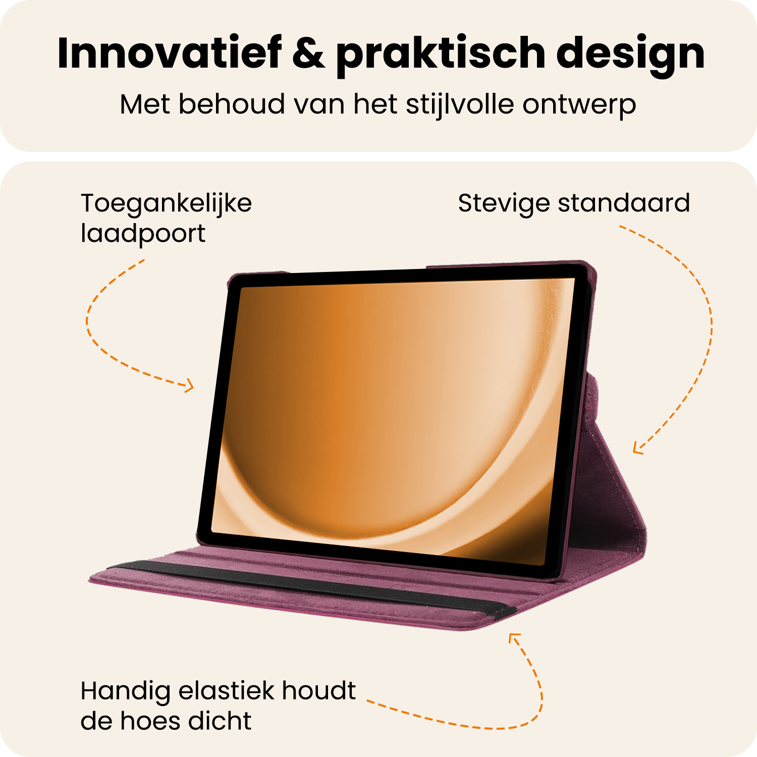 Nomfy Nomfy Samsung Galaxy Tab A9 2023 Hoes Draaibaar Met Screenprotector - Paars