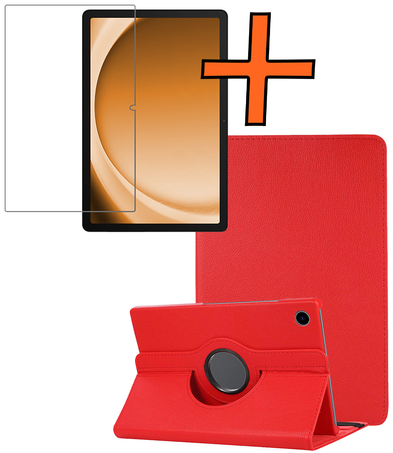 Nomfy Nomfy Samsung Galaxy Tab A9 2023 Hoes Draaibaar Met Screenprotector - Rood