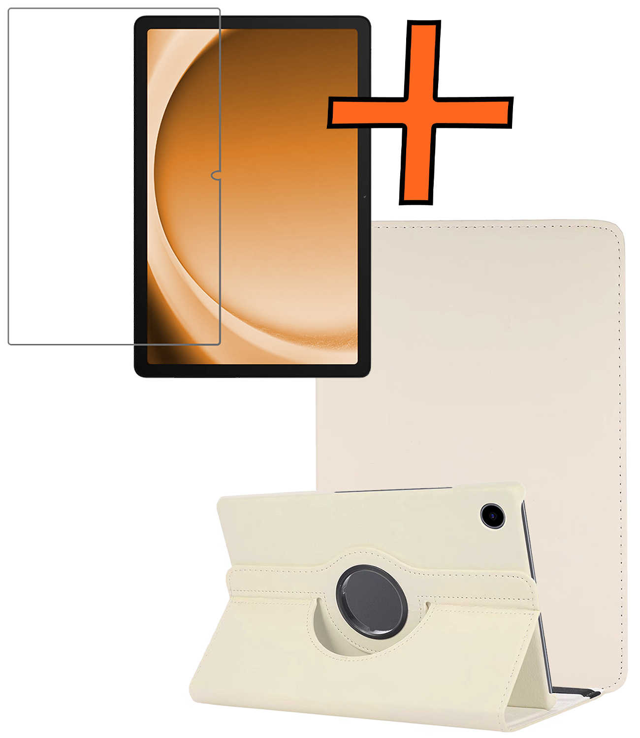 Nomfy Nomfy Samsung Galaxy Tab A9 2023 Hoes Draaibaar Met Screenprotector - Wit