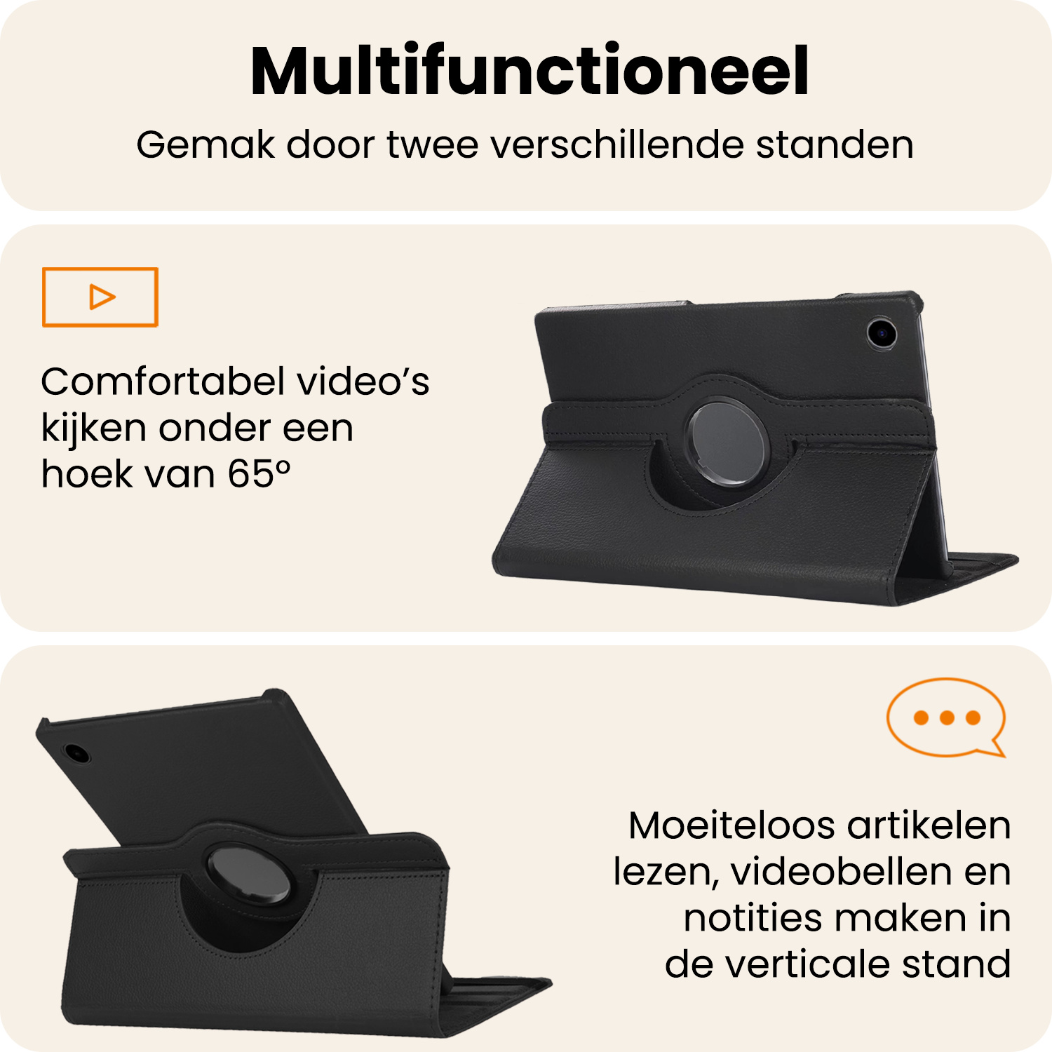 Nomfy Nomfy Samsung Galaxy Tab A9 2023 Hoes Draaibaar Met Screenprotector - Zwart