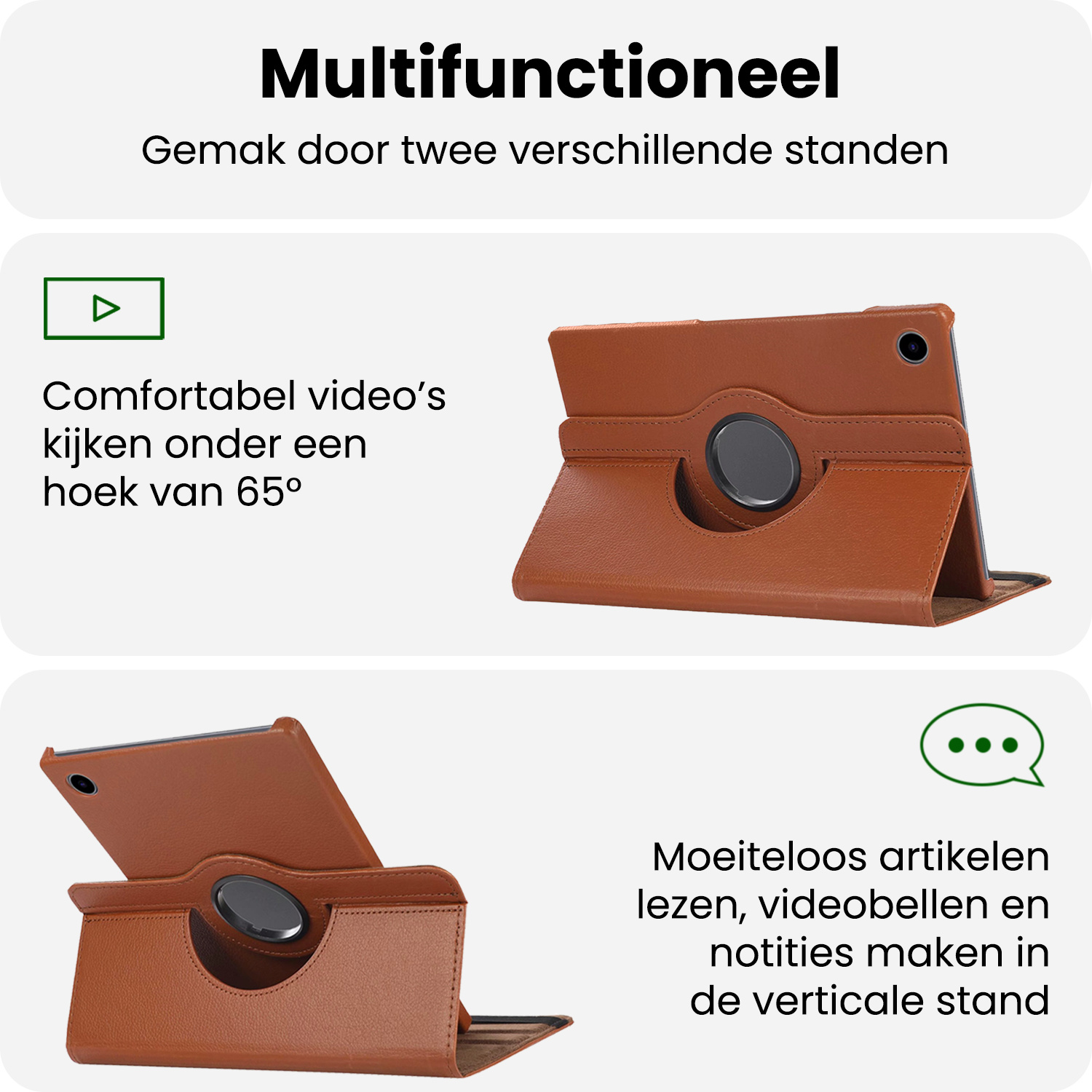 BASEY. BASEY. Samsung Galaxy Tab A9 Plus 2023 Hoes Draaibaar Met Screenprotector - Bruin