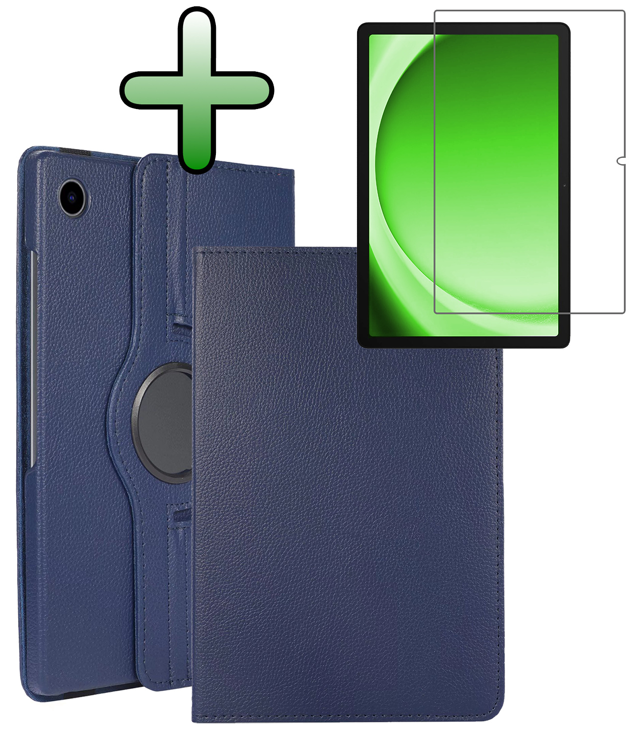 BASEY. BASEY. Samsung Galaxy Tab A9 Plus 2023 Hoes Draaibaar Met Screenprotector - Donkerblauw