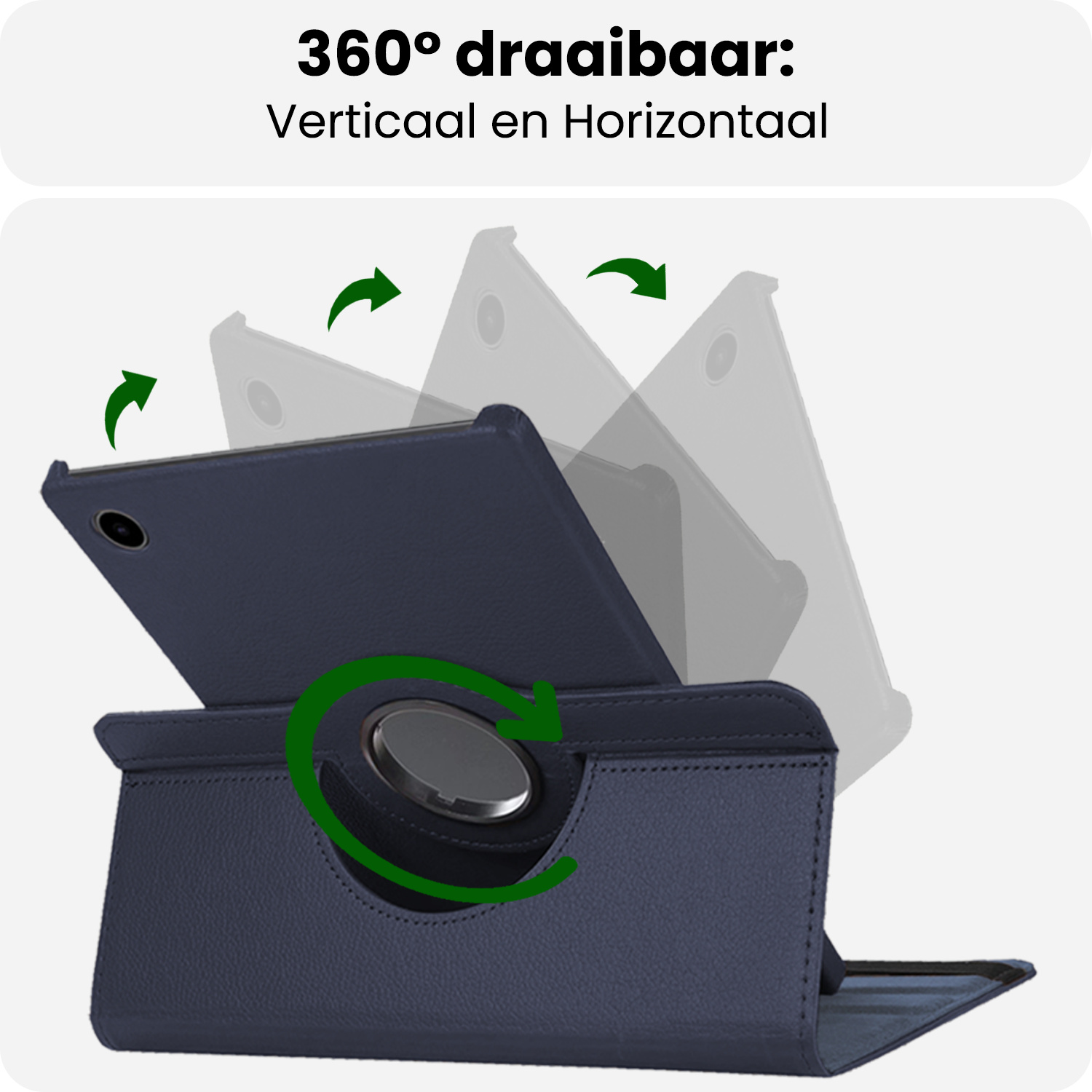 BASEY. BASEY. Samsung Galaxy Tab A9 Plus 2023 Hoes Draaibaar Met Screenprotector - Donkerblauw