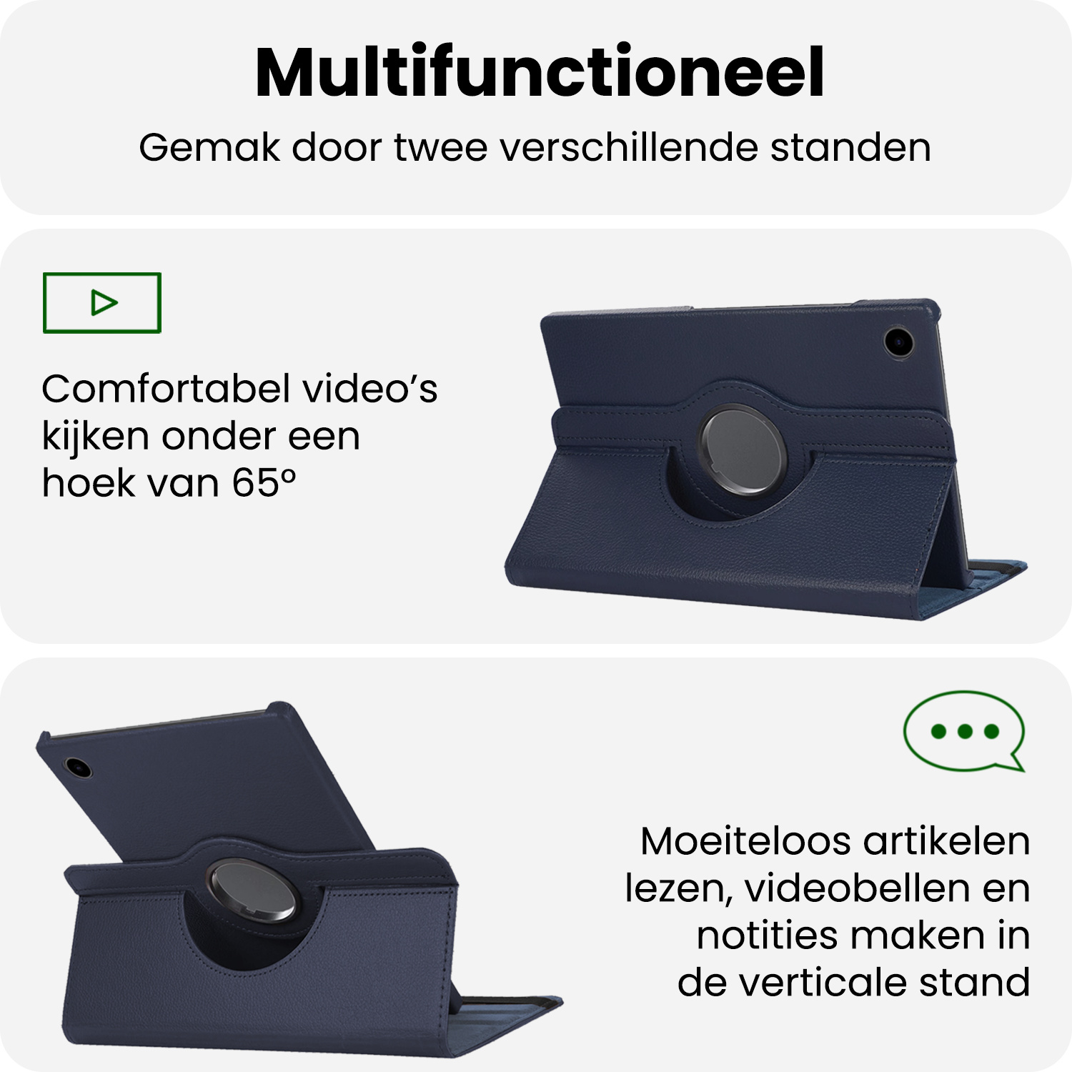 BASEY. BASEY. Samsung Galaxy Tab A9 Plus 2023 Hoes Draaibaar Met Screenprotector - Donkerblauw