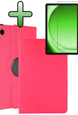 BASEY. BASEY. Samsung Galaxy Tab A9 Plus 2023 Hoes Draaibaar Met Screenprotector - Donkerroze