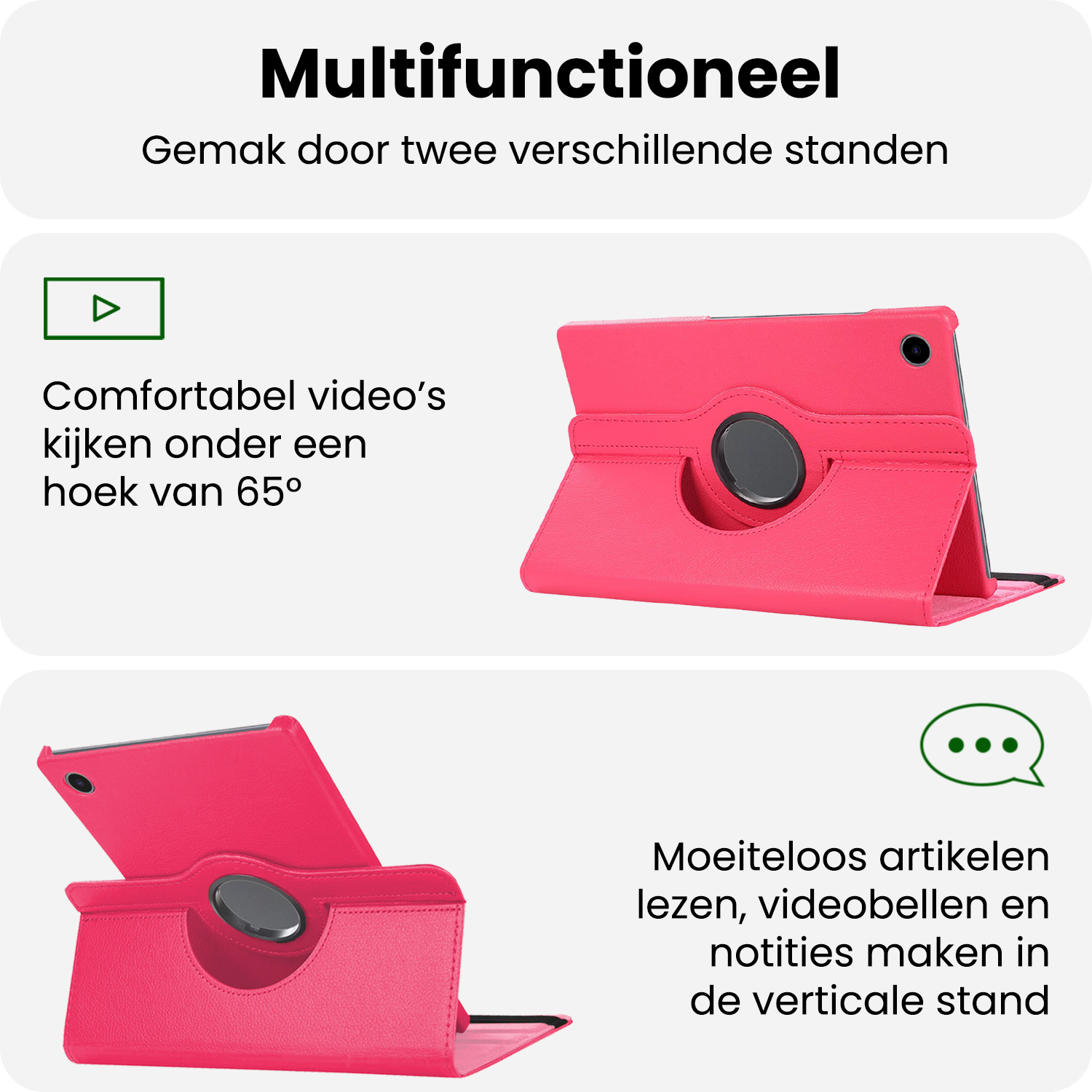 BASEY. BASEY. Samsung Galaxy Tab A9 Plus 2023 Hoes Draaibaar Met Screenprotector - Donkerroze