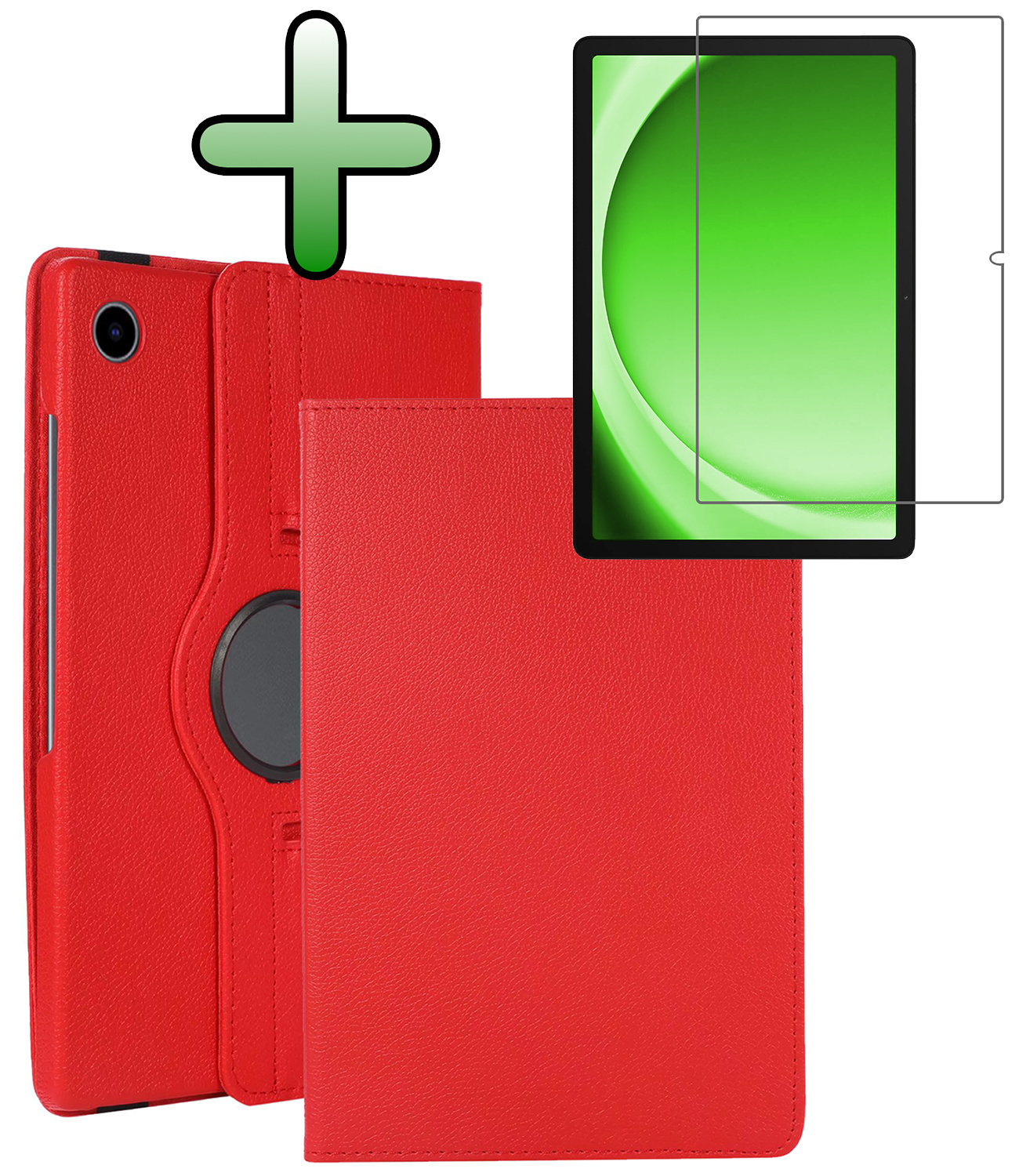 BASEY. BASEY. Samsung Galaxy Tab A9 Plus 2023 Hoes Draaibaar Met Screenprotector - Rood