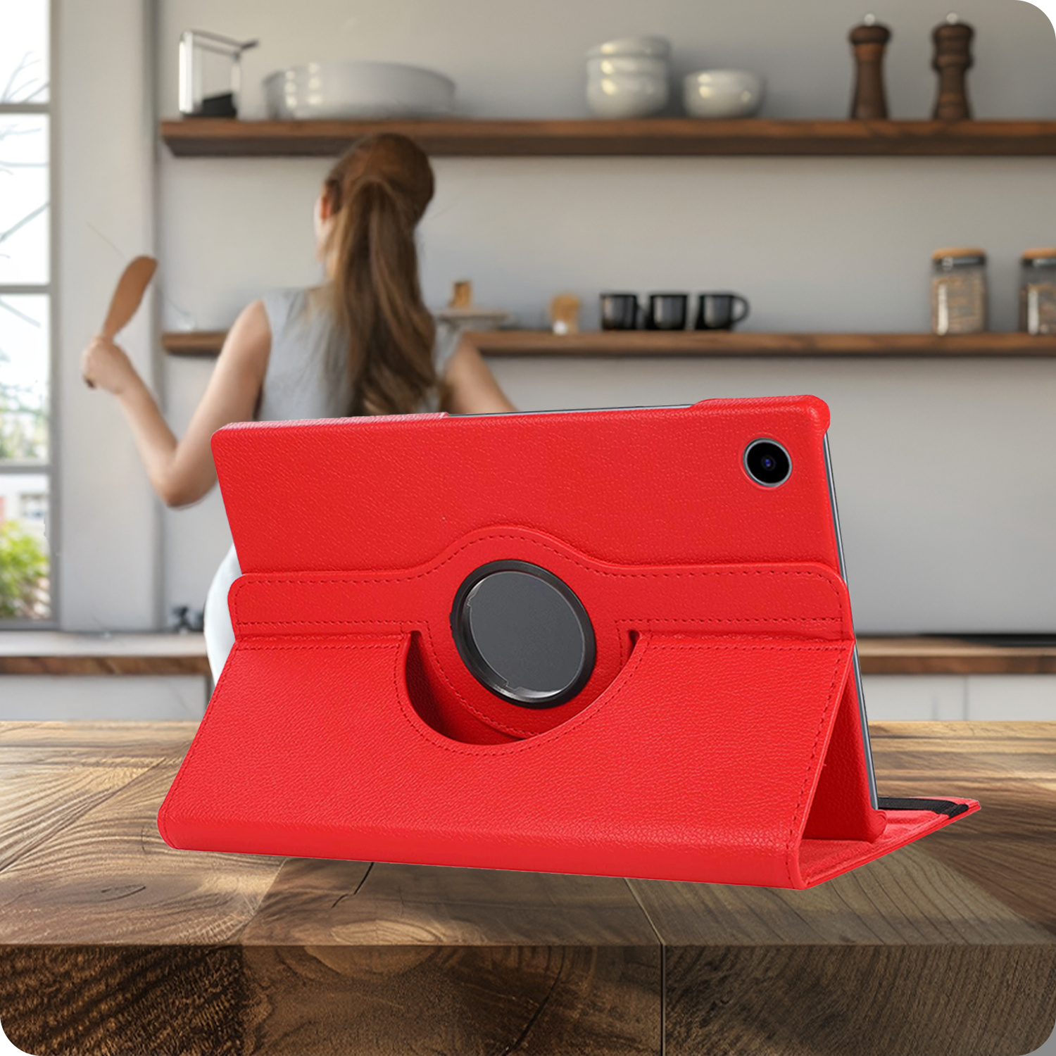 BASEY. BASEY. Samsung Galaxy Tab A9 Plus 2023 Hoes Draaibaar Met Screenprotector - Rood
