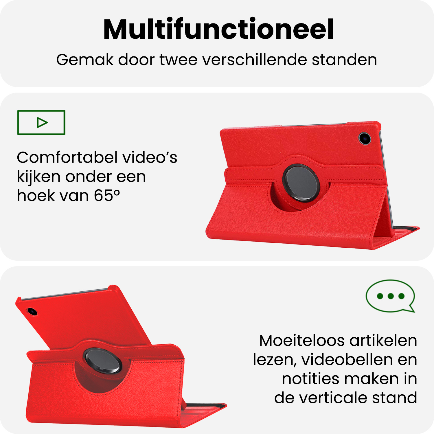 BASEY. BASEY. Samsung Galaxy Tab A9 Plus 2023 Hoes Draaibaar Met Screenprotector - Rood