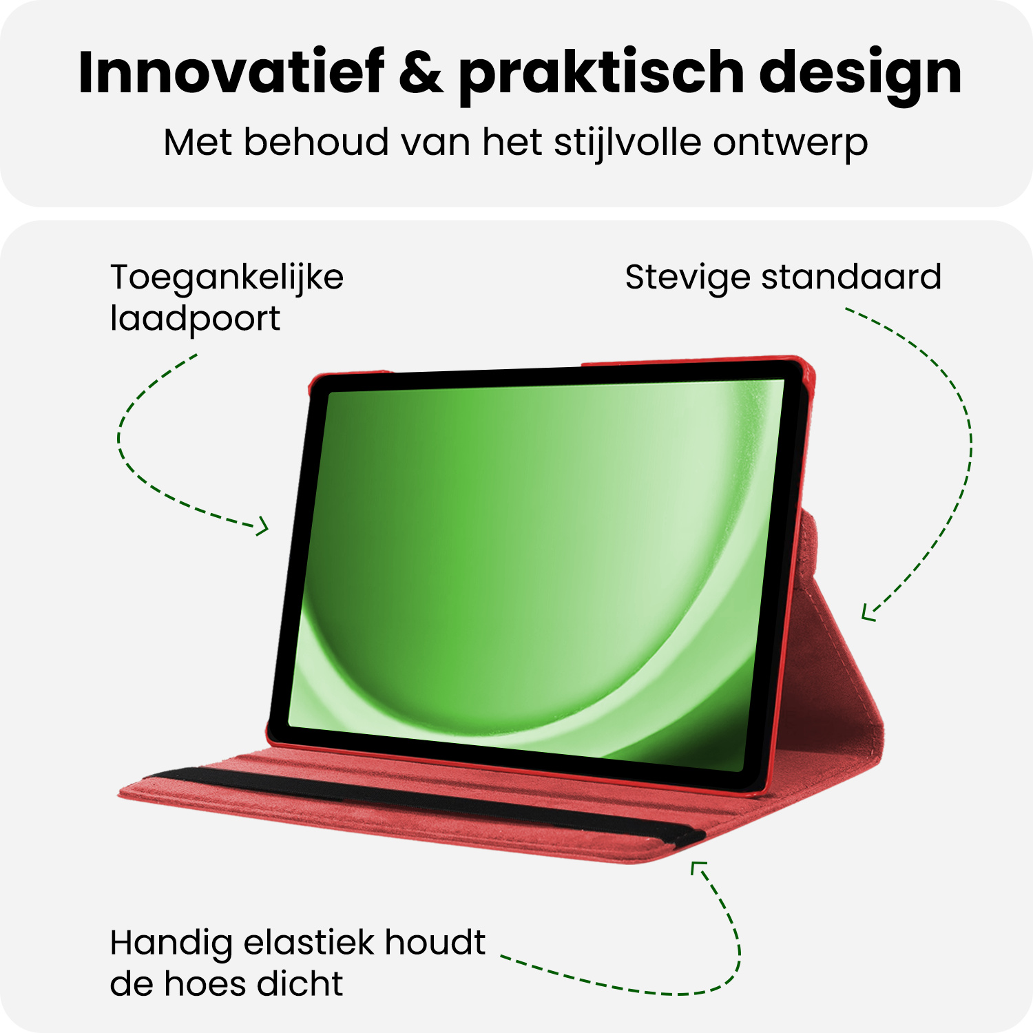 BASEY. BASEY. Samsung Galaxy Tab A9 Plus 2023 Hoes Draaibaar Met Screenprotector - Rood