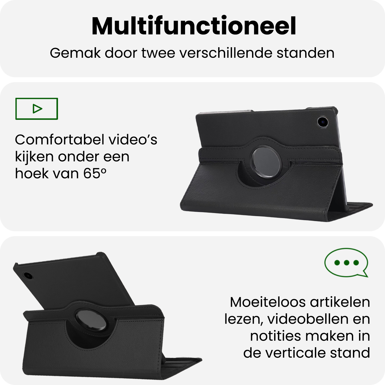 BASEY. BASEY. Samsung Galaxy Tab A9 Plus 2023 Hoes Draaibaar Met Screenprotector - Zwart