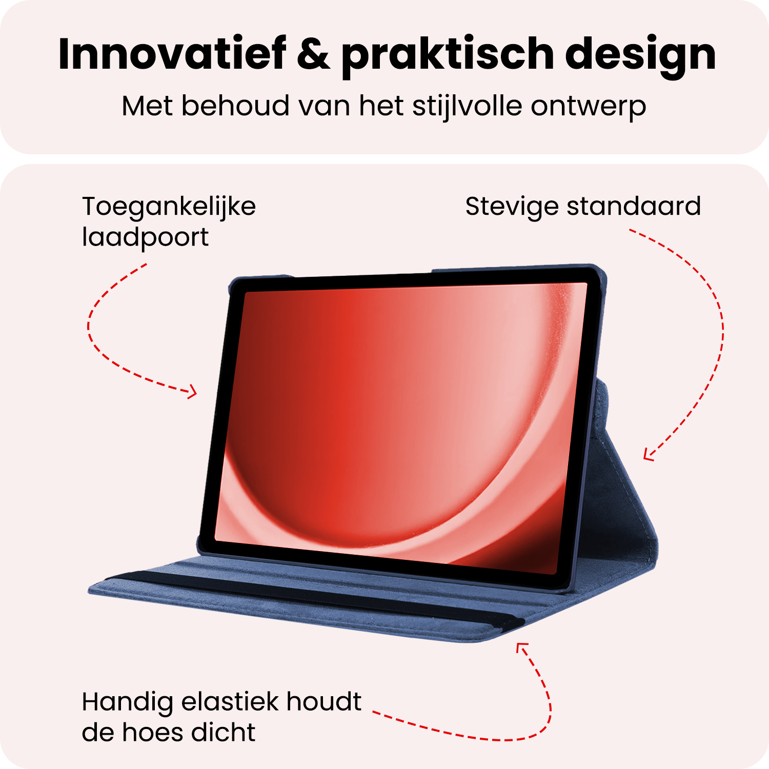 NoXx NoXx Samsung Galaxy Tab A9 Plus 2023 Hoes Draaibaar - Donkerblauw
